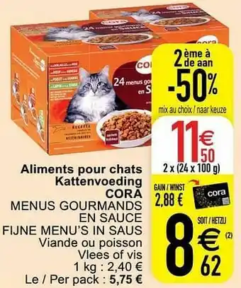 Cora Aliments pour chats kattenvoeding cora menus gourmands en sauce fijne menu’s in saus aanbieding