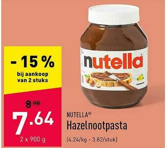 ALDI Nutella Hazelnootpasta aanbieding