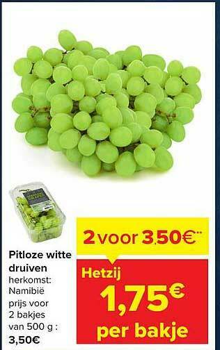 Carrefour Pitloze Witte Druiven aanbieding
