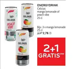 Alvo Energydrink celcius mango lemonade of peach vibe aanbieding