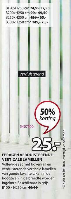 Jysk Feragen Verduisterende Verticale Lamellen aanbieding