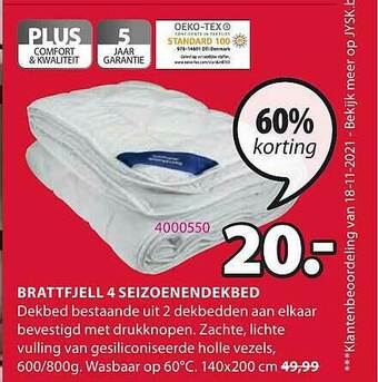 Jysk Brattfjell 4 Seizoenendekbed aanbieding