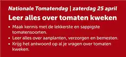 AVEVE Nationale Tomatendag | zaterdag 25 april Leer alles over tomaten kweken aanbieding