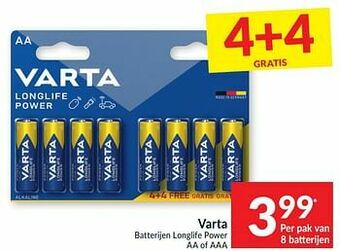 Varta batterijen longlife power aa of aaa
