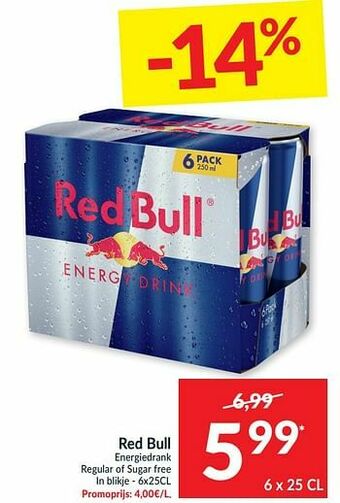 Red bull energiedrank regular of sugar free