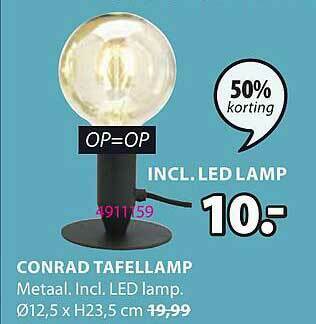 Jysk Conrad Tafellamp aanbieding
