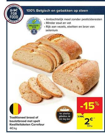 Carrefour Traditioneel Brood Of Boulotbrood Met Spelt aanbieding