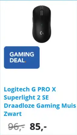 Coolblue Logitech G PRO X Superlight 2 SE Draadloze Gaming Muis Zwart aanbieding