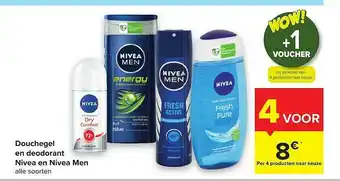 Carrefour Douchegel En Deodorant Nivea En Nivea Men aanbieding