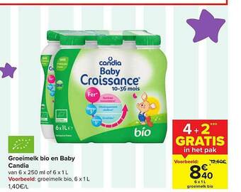 Carrefour Groeimelk Bio En Baby Candia aanbieding