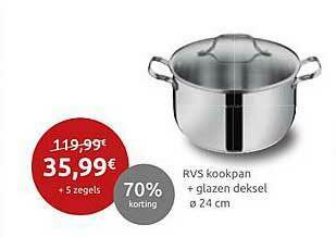 Carrefour Rvs Kookpan Glazen Deksel aanbieding