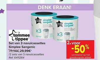 Carrefour Set Van 3 Navulcassettes Simplee Sangenic aanbieding