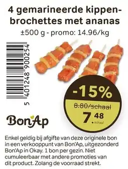 Bon Ap 4 gemarineerde kippen brochettes met ananas aanbieding