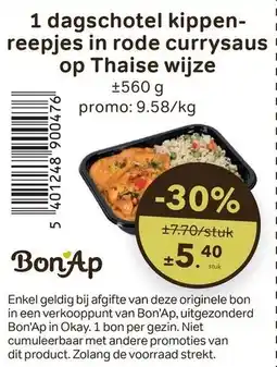 Bon Ap 1 dagschotel kippen reepjes in rode currysaus op thaise wijze aanbieding