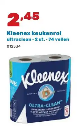 Happyland Kleenex keukenrol ultraclean 2 st. 74 vellen aanbieding
