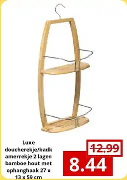 NH Market Luxe doucherekje/badk amerrekje 2 lagen bamboe hout met ophanghaak 27 x 13 x 59 cm aanbieding