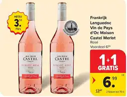 Carrefour Frankrijk Languedoc Vin de Pays d’Oc Maison Castel Merlot aanbieding