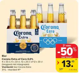 Carrefour Bier Corona Extra of Cero 0,0% aanbieding