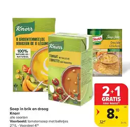 Carrefour Soep in brik en droog Knorr aanbieding
