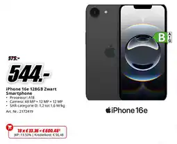 MediaMarkt iPhone 16e 128GB Zwart Smartphone aanbieding