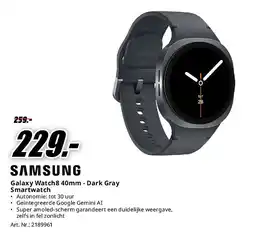 MediaMarkt Samsung Galaxy Watch8 40mm - Dark Gray Smartwatch aanbieding