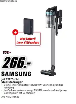MediaMarkt Samsung Jet 75E Turbo Steelstofzuiger aanbieding