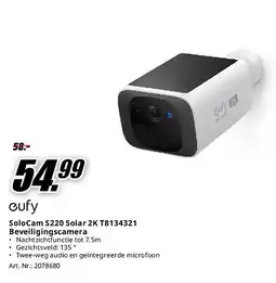 MediaMarkt SoloCam S220 Solar 2K T8134321 Beveiligingscamera aanbieding