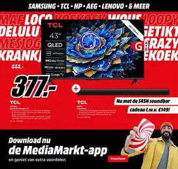 MediaMarkt TCL 43T69C QLED 4K Google TV aanbieding