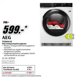 MediaMarkt AEG TR88A64C Warmtepompdroogkast aanbieding