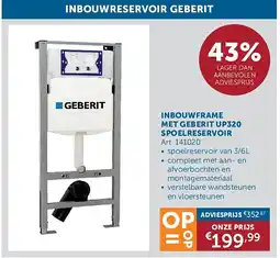Zelfbouwmarkt INBOUWFRAME MET GEBERIT UP320 SPOELRESERVOIR aanbieding