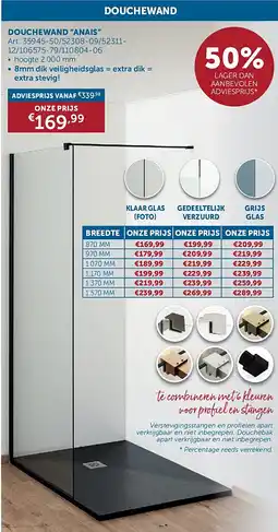 Zelfbouwmarkt DOUCHEWAND “ANAIS” aanbieding