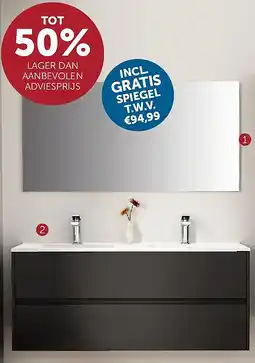 Zelfbouwmarkt BADKAMERMEUBEL VITO ZWART [ 2 ] WASTAFELKAST aanbieding