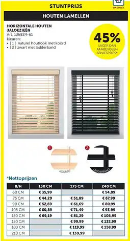 Zelfbouwmarkt HORIZONTALE HOUTEN JALOEZIEËN aanbieding