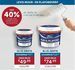Zelfbouwmarkt LEVIS MUUR- EN PLAFONDVERF 4L+1L GRATIS aanbieding