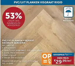 Zelfbouwmarkt PVC/LVT PLANKEN VISGRAAT EIK BRUIN ACRI 6 MM aanbieding