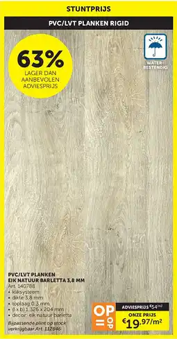 Zelfbouwmarkt PVC/LVT PLANKEN EIK NATUUR BARLETTA 3,8 MM aanbieding