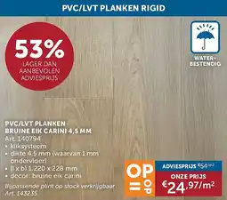 Zelfbouwmarkt PVC/LVT PLANKEN BRUINE EIK CARINI 4,5 MM aanbieding