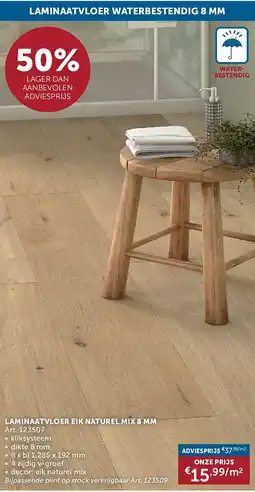 Zelfbouwmarkt LAMINAATVLOER EIK NATUREL MIX 8 MM aanbieding