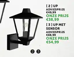 Zelfbouwmarkt WANDLAMP ZWART [ 3 ] UP MET SENSOR aanbieding