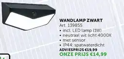Zelfbouwmarkt WANDLAMP ZWART aanbieding