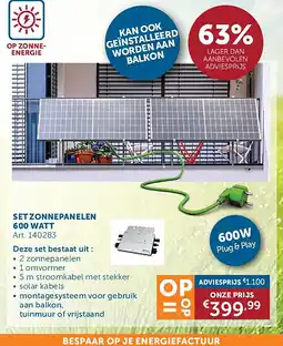 Zelfbouwmarkt SET ZONNEPANELEN 600 WATT aanbieding