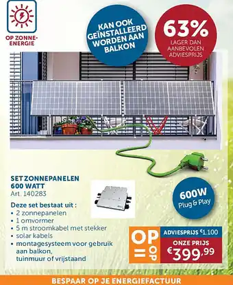Zelfbouwmarkt SET ZONNEPANELEN 600 WATT aanbieding