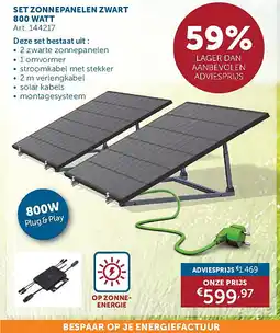 Zelfbouwmarkt SET ZONNEPANELEN ZWART 800 WATT aanbieding