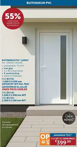 Zelfbouwmarkt BUITENDEUR PVC LUMEO aanbieding