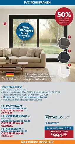 Zelfbouwmarkt SCHUIFRAMEN PVC ZWART/ZWART aanbieding