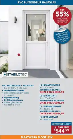 Zelfbouwmarkt PVC BUITENDEUR - HALFGLAS aanbieding