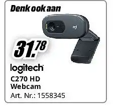 MediaMarkt Logitech C270 HD Webcam aanbieding