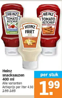 Albert Heijn Heinz snacksauzen 400 ml aanbieding
