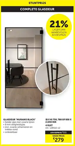 Zelfbouwmarkt GLASDEUR MURANO BLACK aanbieding