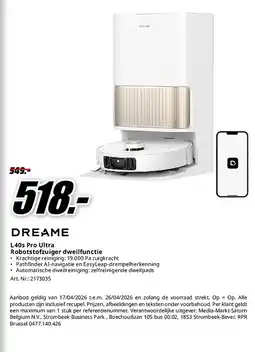 MediaMarkt L40s Pro Ultra Robotstofzuiger dweilfunctie aanbieding